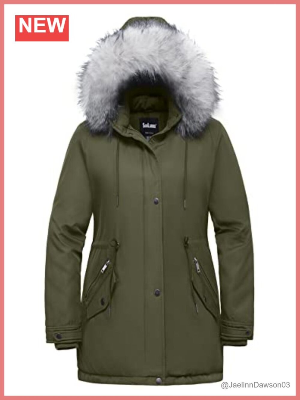 Plus Size Winter Insulated Parka Coat Faux Fur Hood Quilted